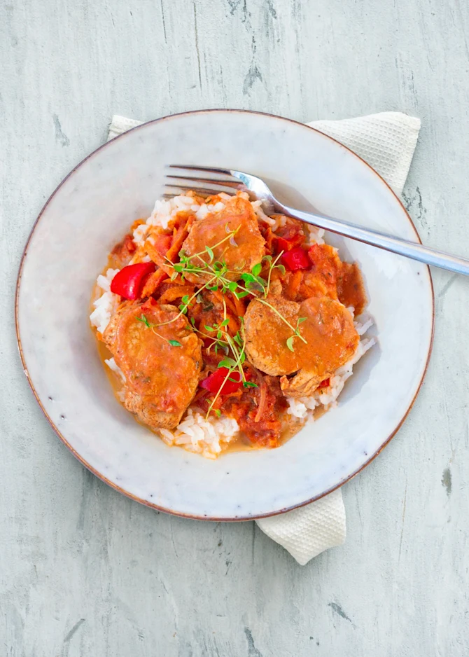 Mørbradgryde med ris og salat - til to dage