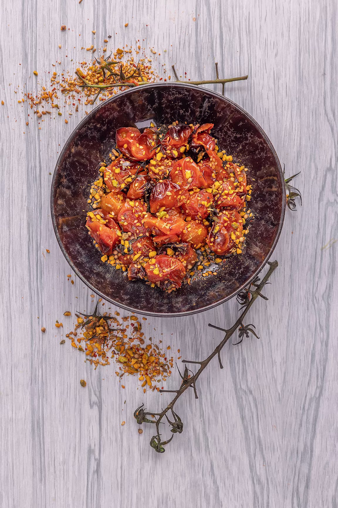 Bagte cherrytomater med dukkah