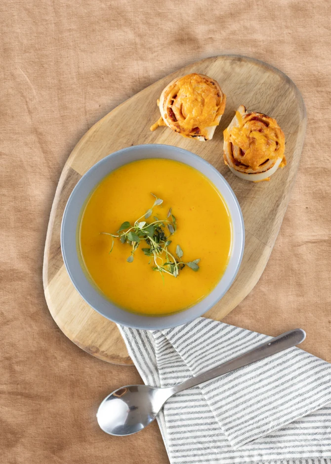  Hokkaidosuppe med pizzasnegle som tilbehør