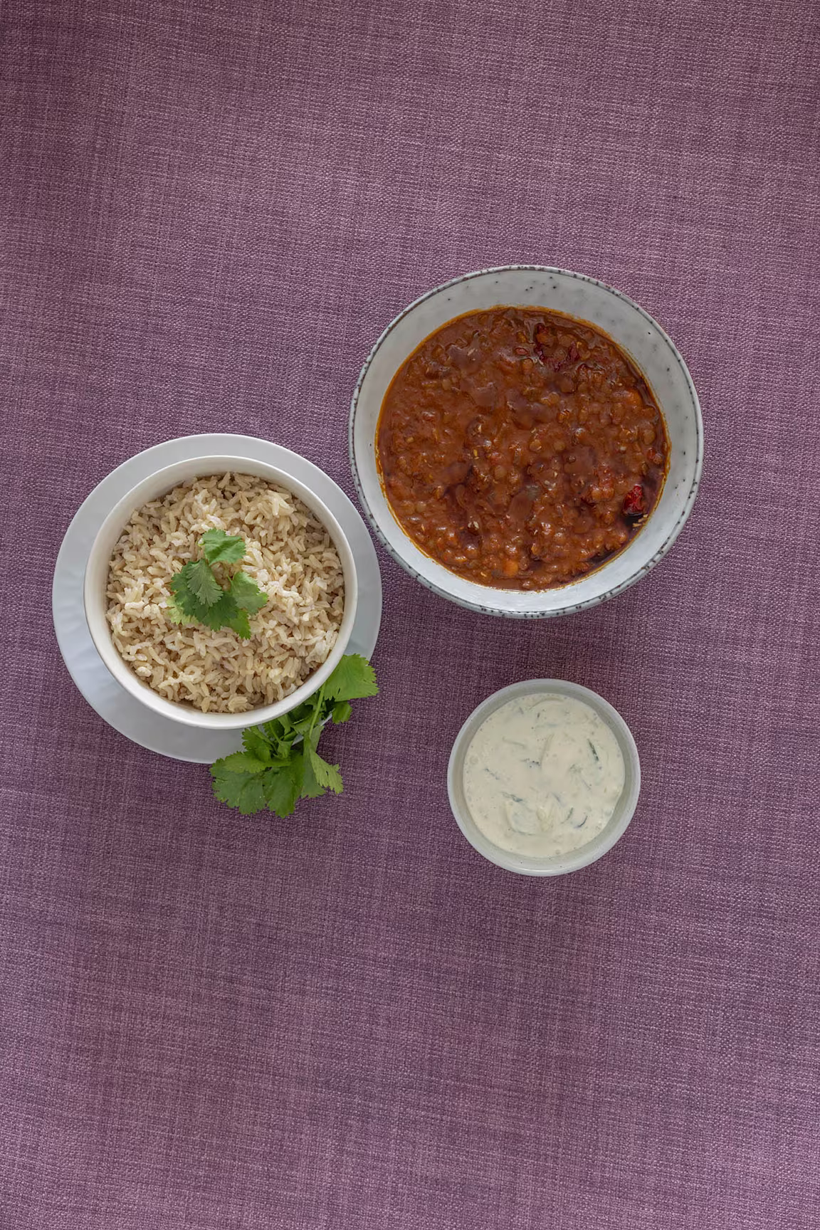 Dhal med raita og ris