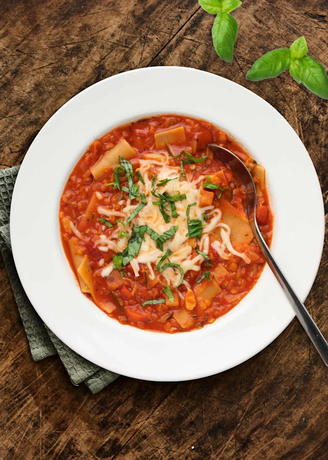 Vegetarisk lasagnesuppe
