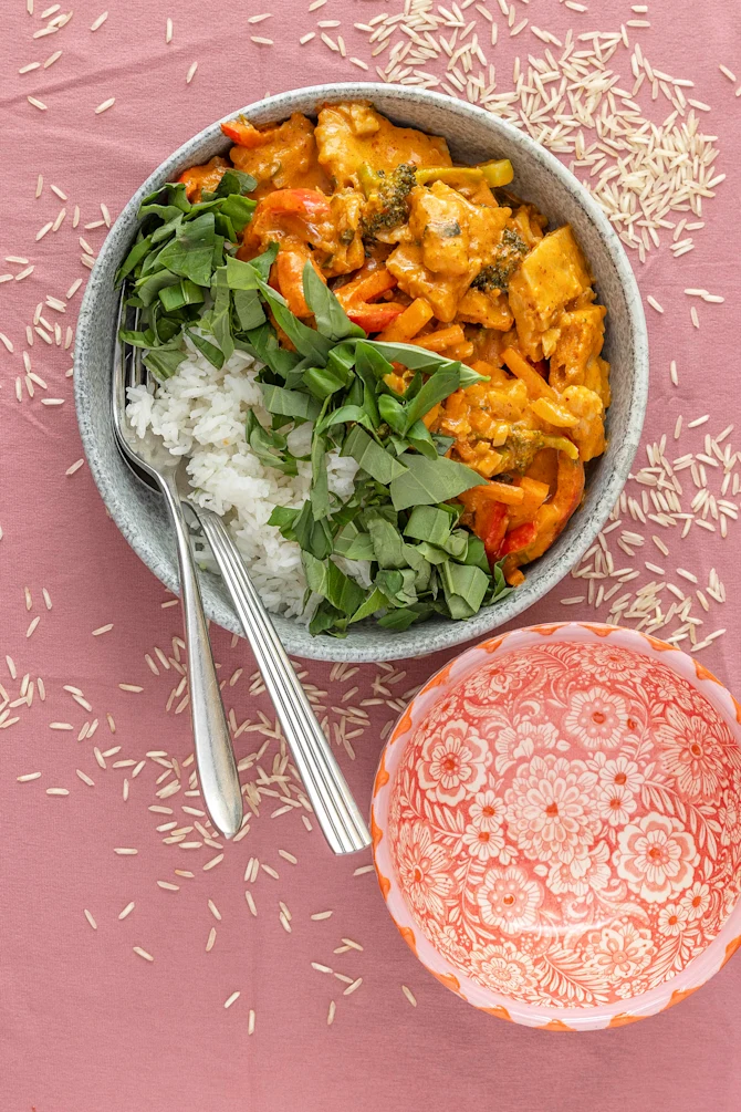 Thai karry med ris og proteinbidder