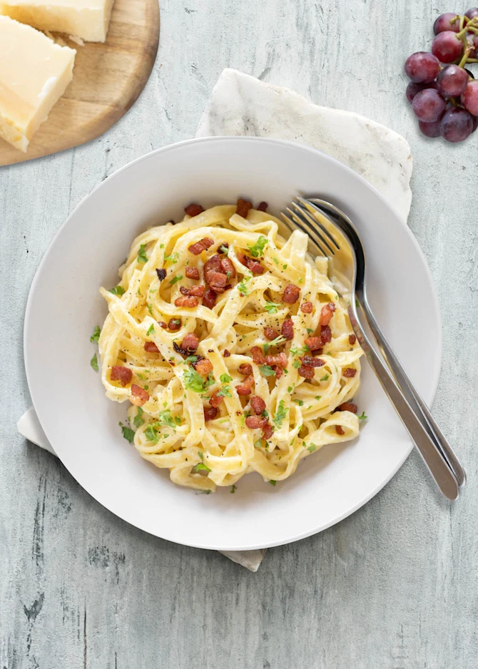Pasta Alfredo med bacon