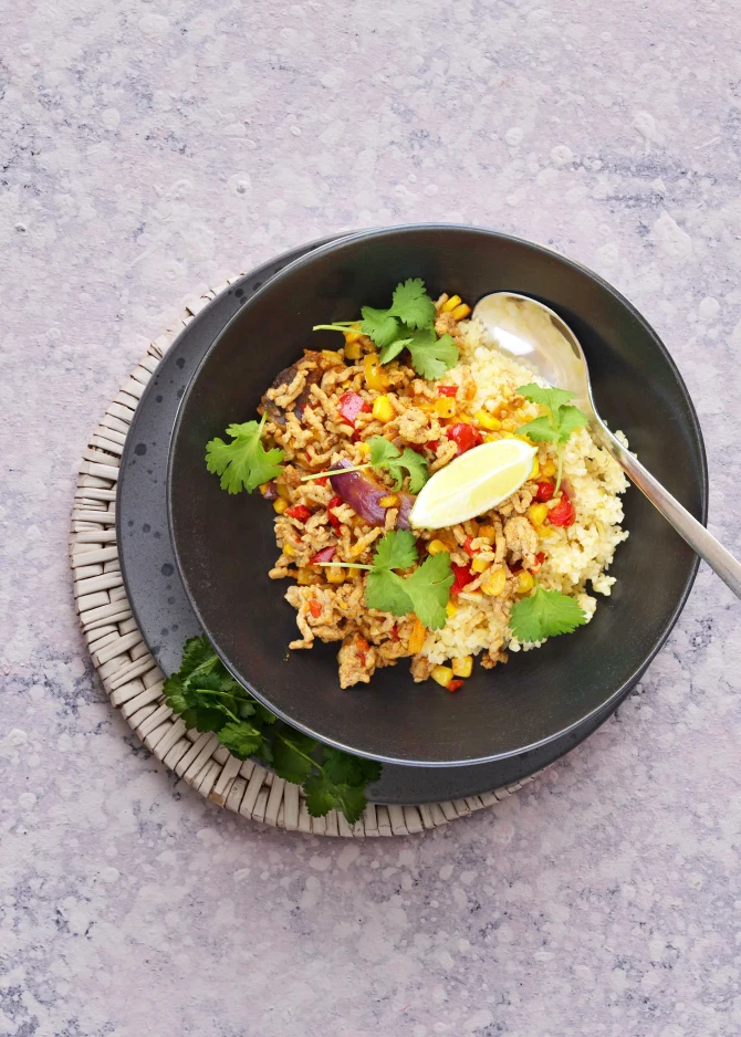 Pande a la Mexi med hakket svinekød og bulgur