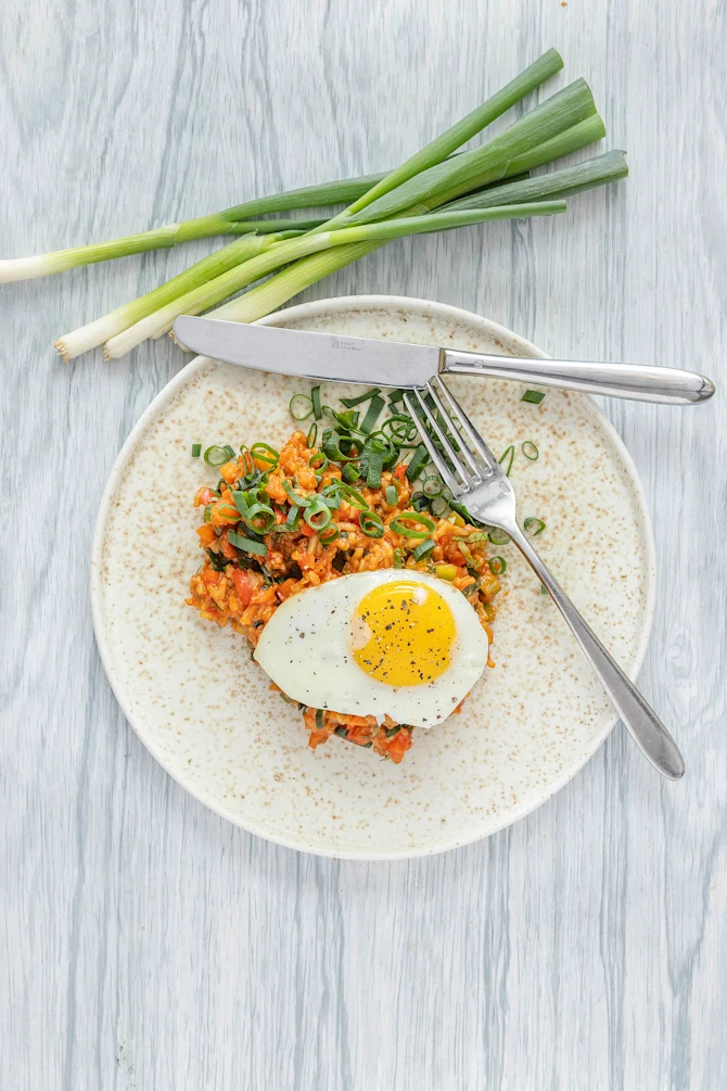 Mexikansk inspirerede ris med spejlæg