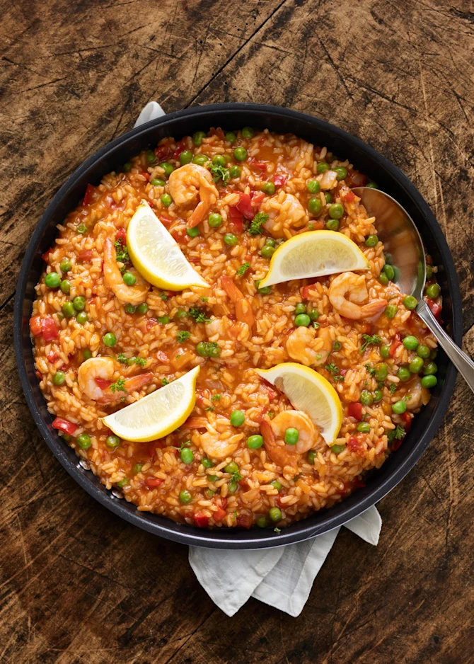 Nem paella med rejer