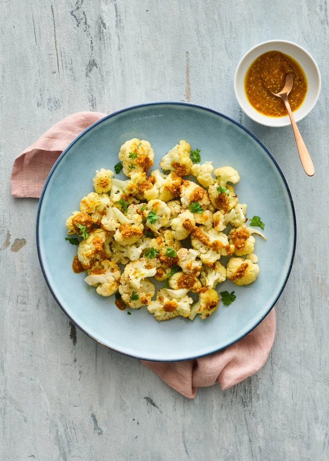 Bagt blomkål med tomatvinaigrette