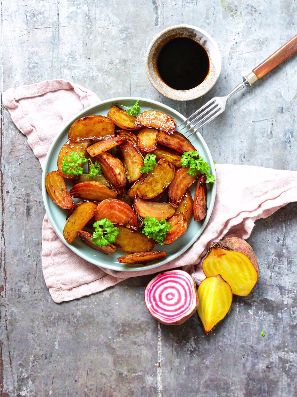 Farvede beder med teriyaki