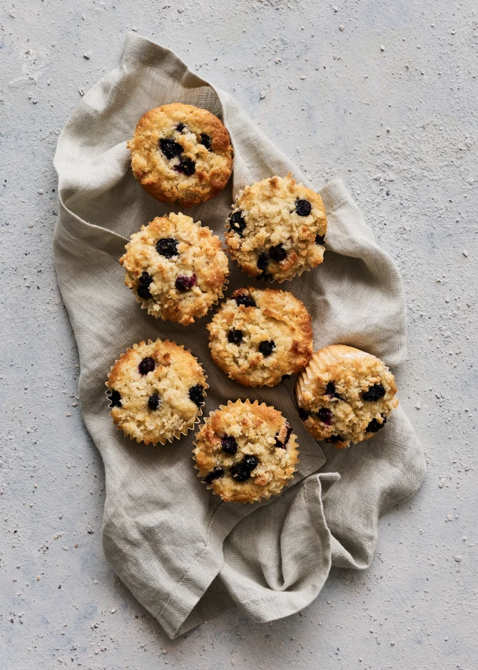 Blåbærmuffins med crumble